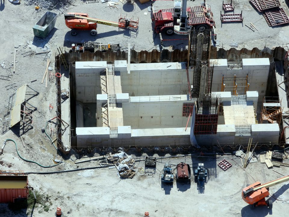 An aerial view of the S-333N Canal Gate Structure construction site.