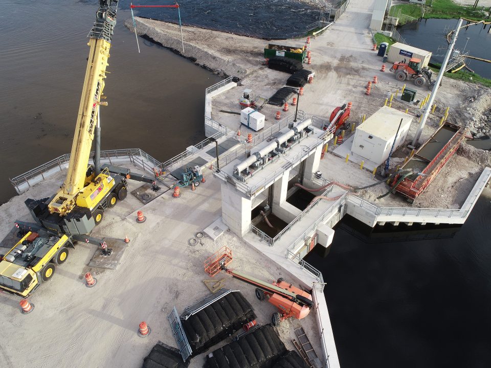 An aerial view of a construction site near S-333N Canal.